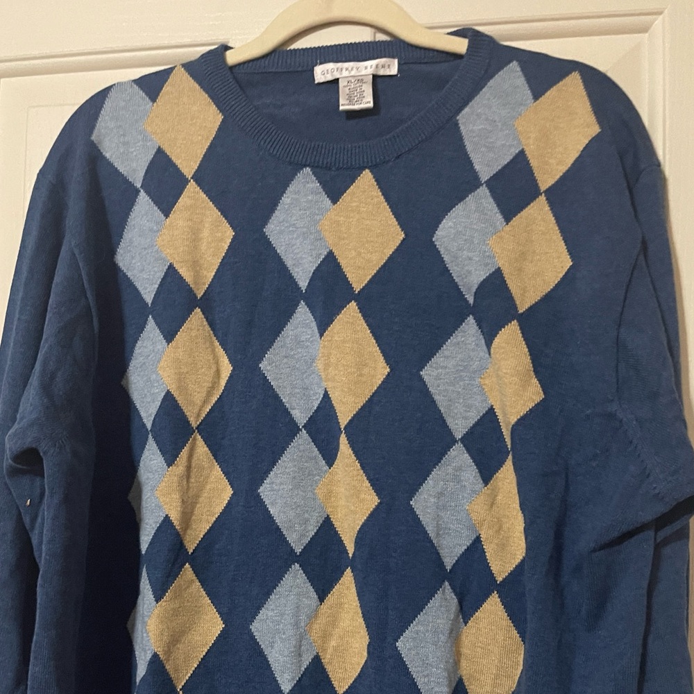 Mens Blue argyle sweater XL